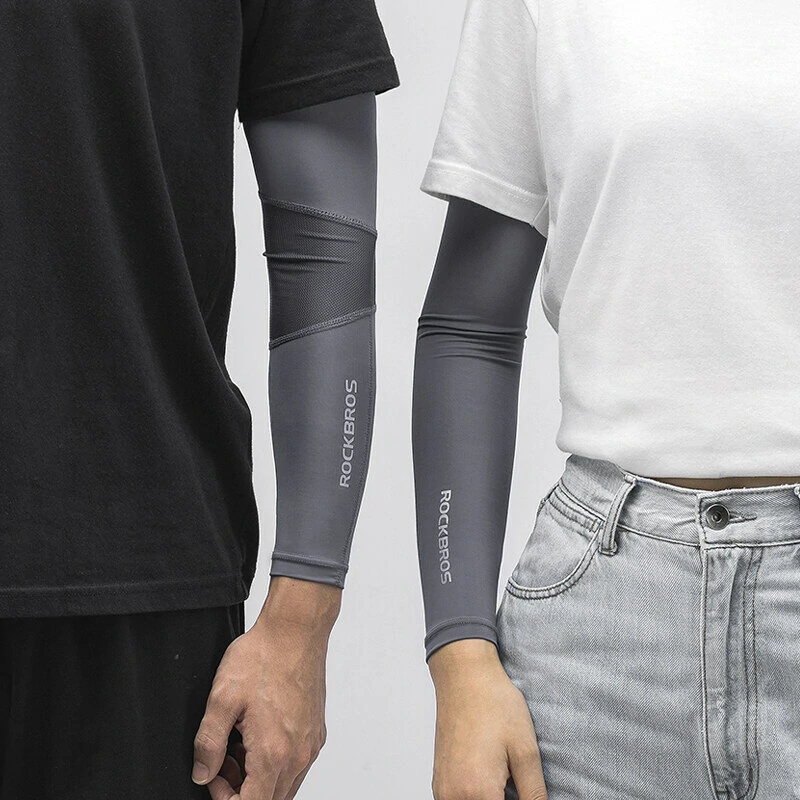 (image for) ROCKBROS Ice Silk Fabric Cycling Hand Support UPF 50+ Sun Protection Breathable High Elasticity Running Grip Stitching Sleeve for Running Riding Outdoors Sports